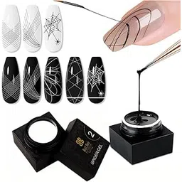 Bolt Bee Spider Gel Polish, Line Drawing Wire Gel for Nail Art, UV/LED Soak Off Gel, Professional & DIY Use (White & Black)-picture-10