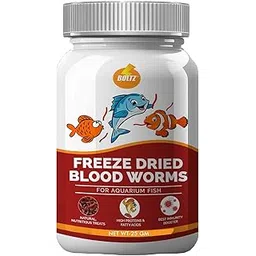 BOLTZ Freeze Dried Blood Worms Fish Food 25 Grams for Bettas, Tetras, Arowana, Flowerhorn, Oscar Fish of All Life Stages (25 Gm), Multi Color, 71 Millimeter-picture-27