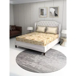 BOMBAY DYEING Beige Floral 104 TC King Bedsheet with 2 Pillow Covers-picture-23
