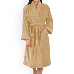 BOMBAY DYEING Beige Pure Cotton Bath Robe With Waist belt-picture-11