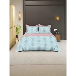 BOMBAY DYEING Blue Ethnic Motifs 144 TC King Bedsheet with 2 Pillow Covers-picture-19