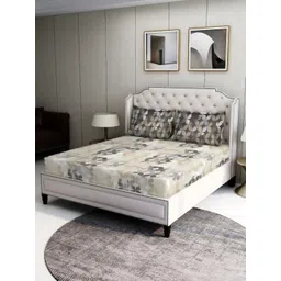 BOMBAY DYEING Grey & Beige Geometric Printed Cotton 100 TC Single Bedsheet 2.24 M X 2.54 M-picture-16