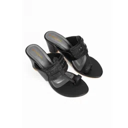 Bombay Genie Textured Ethnic Block Sandals-picture-25