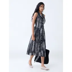 Bombay Paisley by Westside Black Abstract Printed Cotton Shirt Dress-picture-22