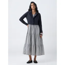 Bombay Paisley by Westside Black Cotton Tiered Dress with Jacket-picture-26