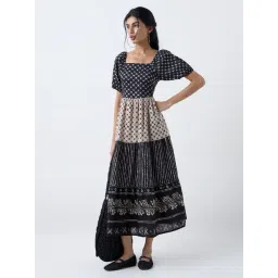 Bombay Paisley by Westside Black Printed Cotton Tiered Dress-picture-20