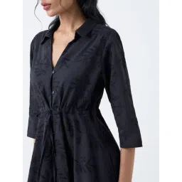 Bombay Paisley by Westside Black Schiffli Cotton Asymmetric Dress image 4