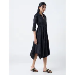 Bombay Paisley by Westside Black Schiffli Cotton Asymmetric Dress image 3