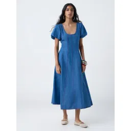 Bombay Paisley by Westside Blue Denim A-Line Dress-picture-22