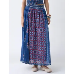Bombay Paisley by Westside Blue Printed Cotton Maxi Skirt-picture-18