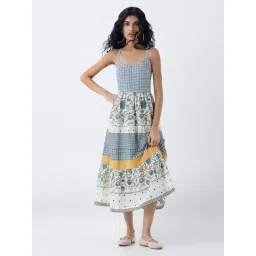 Bombay Paisley by Westside Blue Printed Cotton Tiered Dress-picture-44