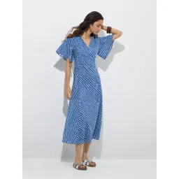 Bombay Paisley by Westside Blue Stripes Printed Cotton A-Line Dress-picture-29