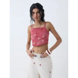 Bombay Paisley by Westside Dusty Pink Embroidered Cotton-Blend Top-picture-27