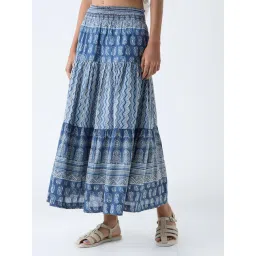 Bombay Paisley by Westside Indigo Printed Tiered Cotton Skirt-picture-24