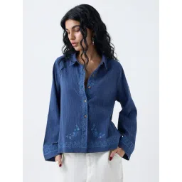 Bombay Paisley by Westside Navy Crinkle-Textured Shirt-picture-39