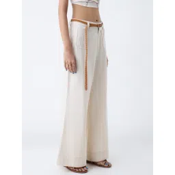 Bombay Paisley by Westside Off-White Wide-Leg Cotton Pants with Belt-picture-10