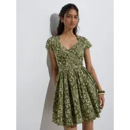 Bombay Paisley by Westside Olive Paisley Design Cotton A-Line Dress-picture-10