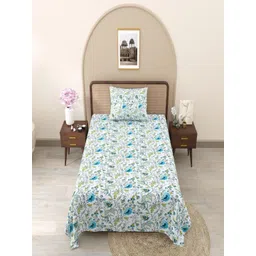 Bombay Spreads White & Blue Printed Pure Cottton 180 TC King Bedsheet Set-2.74 m x 2.20 m-picture-13