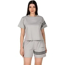 bombshell Striped Women Track Suit (L, GREY)-picture-17