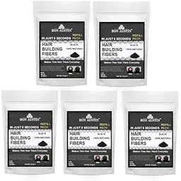Bon Austin Hair Building Fiber Refill Pack for Instant Hair Volume (Pack of 5, Black, Each 25 gram)|Natural fiber for hair Thinning and Maintain Bald Spots Natural Plant-Based fibers for Men and Women-picture-10
