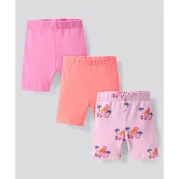Bonfino 100% Cotton Knit Cycling Shorts With Solid Colour & Sunset Print Pack of 3 - Pink & Peach-picture-15