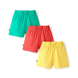 Bonfino 100% Cotton Knit Solid Colour Shorts Pack Of 3 - Red Green & Yellow-picture-32