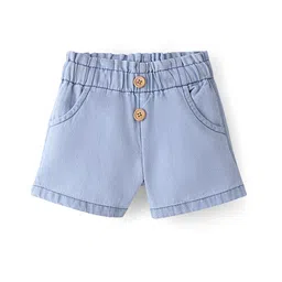 Bonfino 100% Cotton Shorts with Paperbag Waist Solid Colour - Blue-picture-27