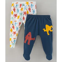 Bonfino Cotton Bootie Leggings Pack of 2 - White Navy Blue-picture-22