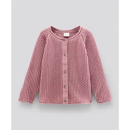 Bonfino Cotton Knit Full Sleeves Lightweight Sweater With Structured Knit Design - Dusky Pink-image-4