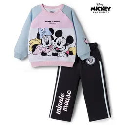Bonfino Disney Terry Knit Full Raglan Sleeves T-Shirt & Lounge Pant Set With Minnie & Friends Graphics & Badge Detailing - Multicolor-picture-16