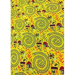 Bongo NARI Boutique Pure Cotton Printed Blouse Piece 1 METRE BLO_Folk_Yellow-picture-51