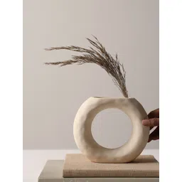 Bonhomie Beige Colored Textured Round Ceramic Vases-picture-18