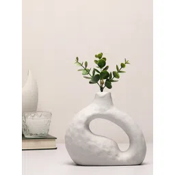 Bonhomie White Abstract Shaped Minimalistic Ceramic Vase-picture-12
