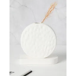 Bonhomie White Textured Round Ceramic Vase-picture-24
