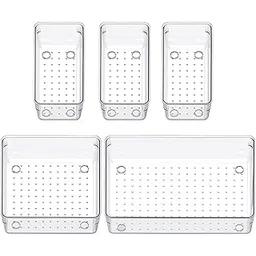 Boniry Drawer Storage Organizer 5 PCS | Drawer Organizer Trays Set Clear Plastic Storage Bins Bathroom Tray Dividers Acrylic Organizer | Dressing Table Organizer-picture-44