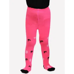 Bonjour Girls Pink & Black Barbie Printed Tights-picture-54