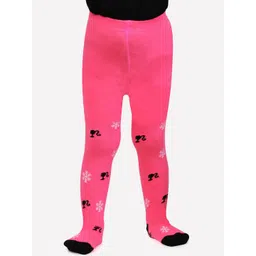 Bonjour Girls Pink & Black Barbie Printed Tights-picture-45