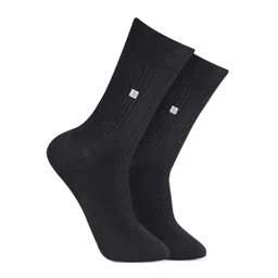Bonjour Men Black Solid Calf Length Formal Socks-image-48