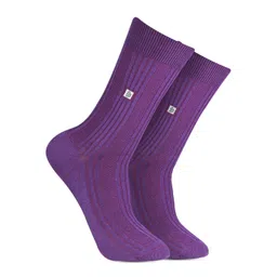 Bonjour Men Purple Patterned Calf-Length Socks-picture-12