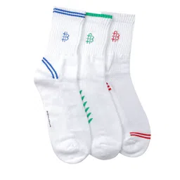 Bonjour Men Set of 3 White Calf-Length Socks-image-9