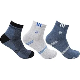 bonjour Men's Ankle Length Cotton & Spandex Socks (Pack of 3) (BRO3111-PO3_Multicolored)-picture-34