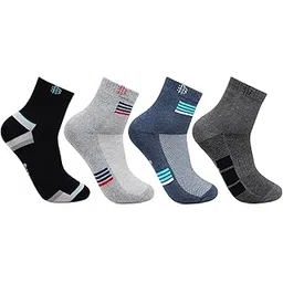 bonjour Men's Cotton Cushioned Ankle Length Sports/Athletic Socks -Pack Of 4, Assorted-picture-27