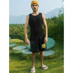 Bonkers Corner Men Black Typography Printed Cotton Shorts-image-25