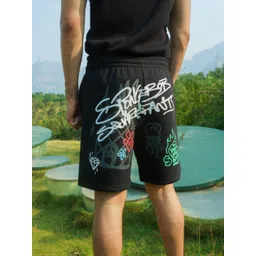 Bonkers Corner Men Black Typography Printed Cotton Shorts image 4
