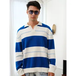 Bonkers Corner Men Stripe V-Neck Knit Polo Sweatshirt-image-20