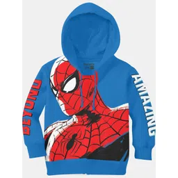 BONKIDS Boys Blue & Red Spider Man Printed Hooded Sweatshirt-picture-14