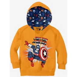 BONKIDS Boys Captain America Printed Hooded Cotton Sweatshirt-picture-10