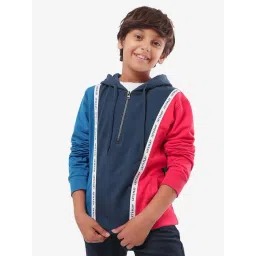 Bonkids Boys Colourblocked Cotton Hooded Pullover Sweatshirt-picture-34