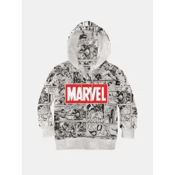 Bonkids Boys Grey Printed Hooded Sweatshirt-picture-43