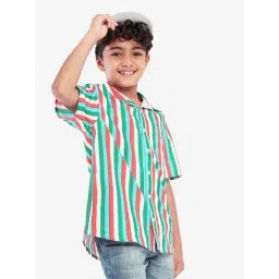 Bonkids Boys Standard Stripes Opaque Striped Cotton Casual Shirt-picture-20
